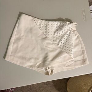 BCBGeneration Cream Skort with Asymmetrical Wrap Design